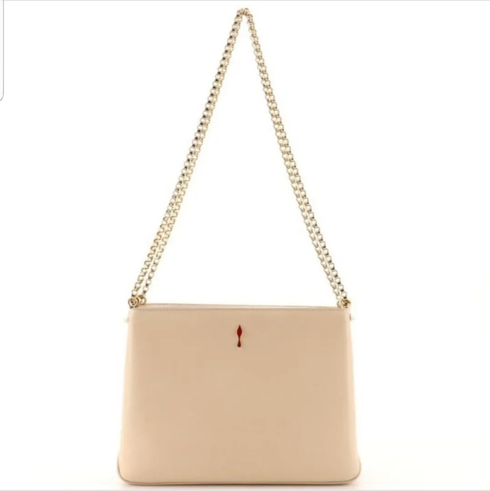 Christian Louboutin Triloubi Spikes Paris  Bag clutch beige nude color